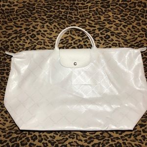 White Longchamp XL Tote